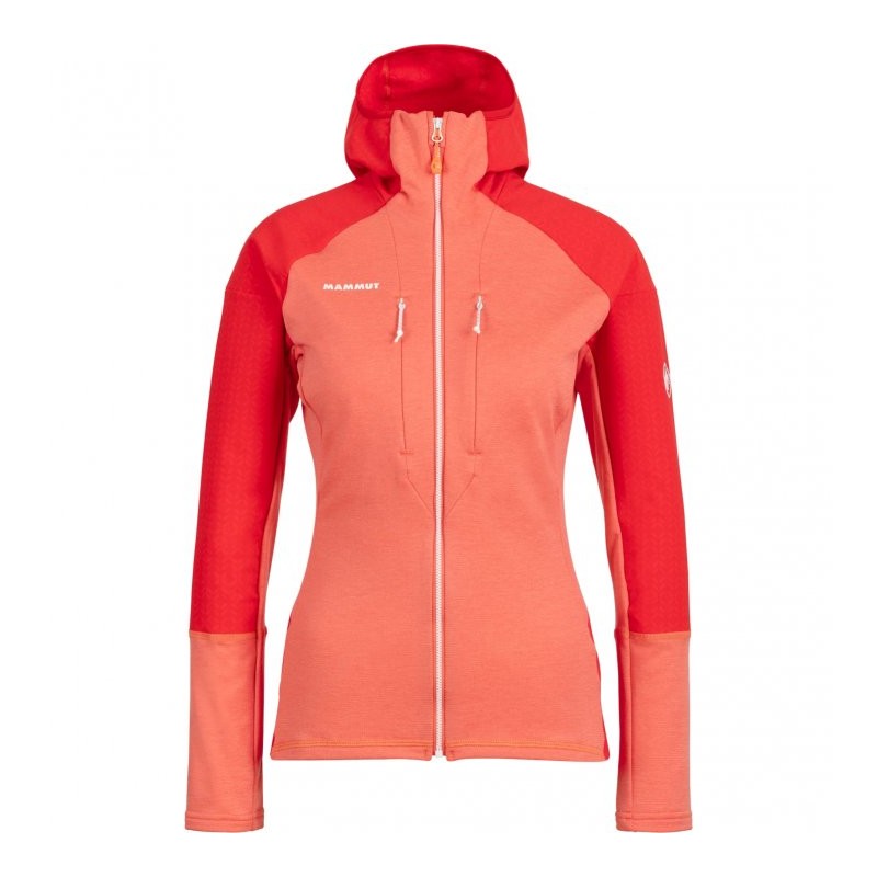 108 Mammut Chaqueta con Capucha Mujer - Eiswand Advanced Midlayer - barberry-azalea