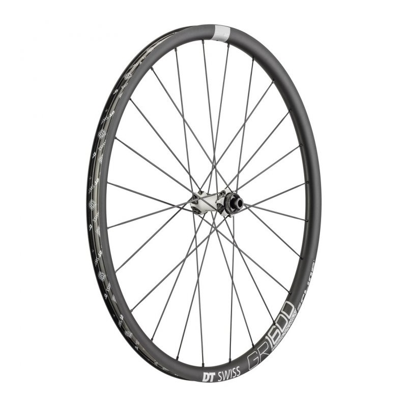 1300 DT Swiss Rueda Delantera - GR 1600 SPLINE 25 - 28" | Clincher | Centerlock - 12x100mm - negro