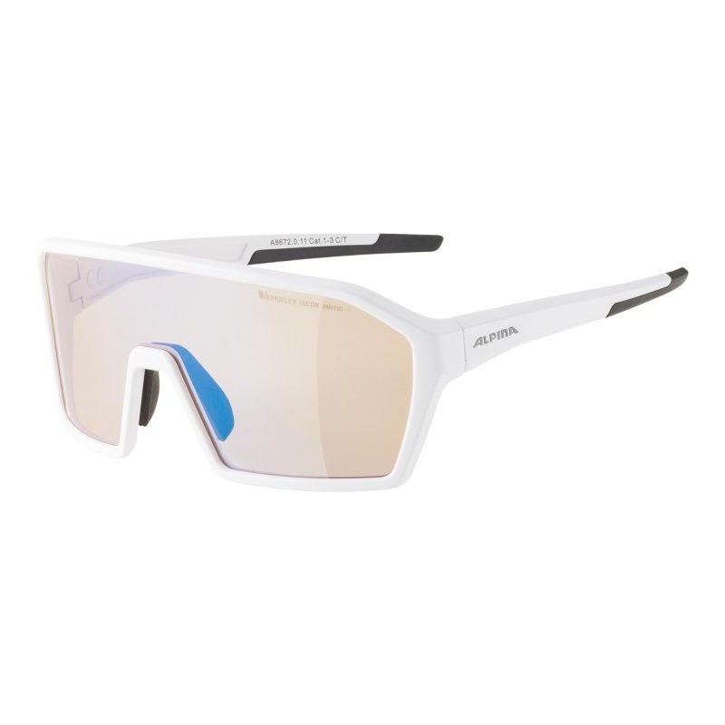 1369 Alpina Ram HVLM+ Gafas - white matt / Hicon Varioflex blue mirror