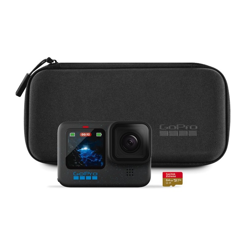 1750 GoPro Cámara Deportiva - HERO12 Black + Estuche + Tarjeta de Memoria