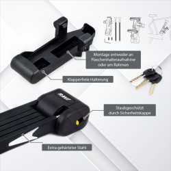 RAVE Cerradura plegable Ultimate Pro 8 con llave incl. soporte - longitud 95 cm