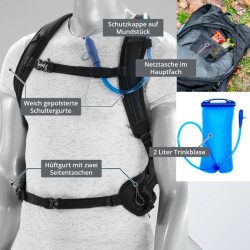 RAVE Mochila para bicicleta y aire libre con bolsa de hidratación de 2 litros
