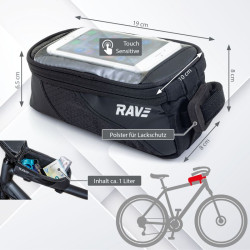 RAVE Bicicletaad Bolsa para móvil Bolsa para tubo superior Bolsa para cuadro Soporte universal