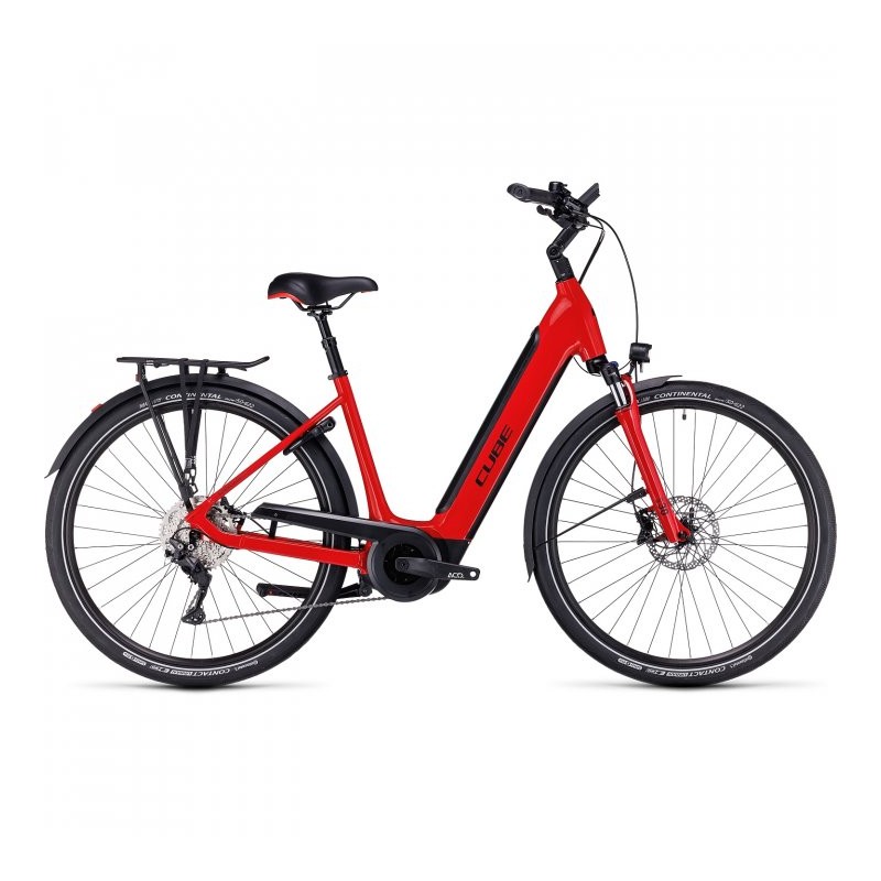 CUBE Bicicleta Eléctrica Easy Entry - SUPREME SPORT HYBRID Pro 500 - 2023 - red / black