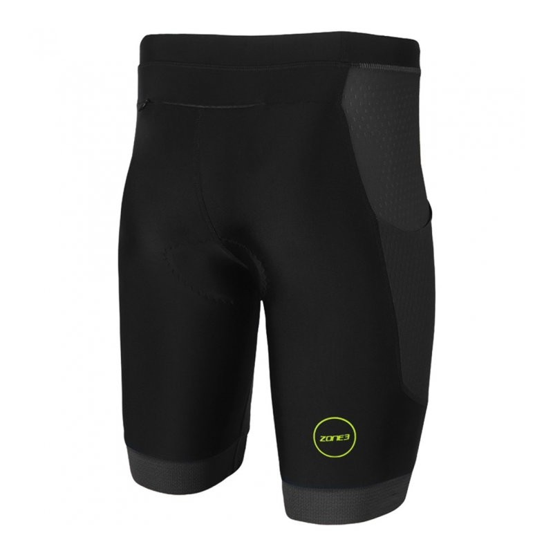 Zone3 Men's Aquaflo Plus Shorts - black/grey/neon green