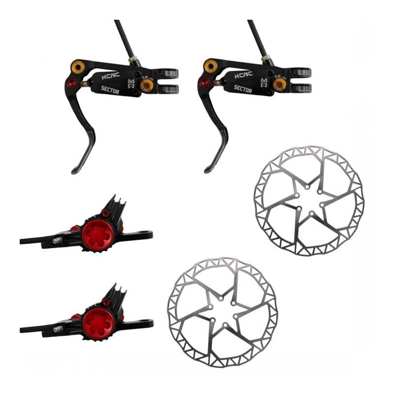 KCNC Sector PM/PM Disc Brake Set - FW + RW - black