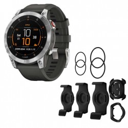 Garmin Epix GPS Smartwatch & Soporte de Cuarto de Vuelta QuickFit para Bicicletas - plata/gris